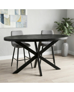 Bartafel ovaal mangohout zwart 180 cm