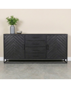 Dressoir zwart visgraat 165 cm breed.