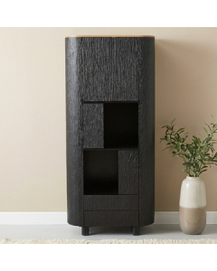 Kast zwart mangohout met eiken bovenblad