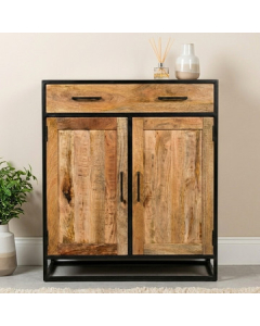 Kastje mangohout met zwart stalen frame