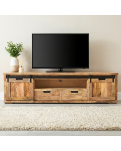 Tv meubel mangohout met schuifdeuren.