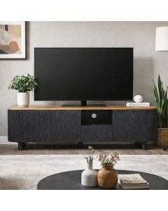 Tv meubel zwart hout met ronde hoeken 210 cm