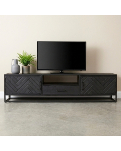 Tv meubel visgraat zwart 210 cm breed.