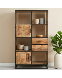 Vakkenkast mangohout met zwart staal