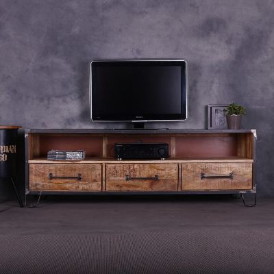 Kaal genie rand Industrieel tv meubel mangohout | 180 cm
