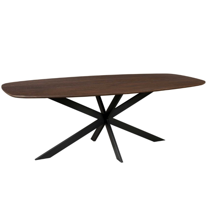 Ovale eettafel Ferris eiken bruin 240 cm met matrix onderstel driekwart