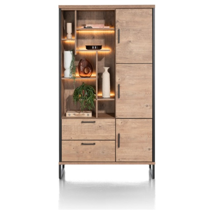 Bergkast Pantin 110 cm met 3 deuren, laden en LED-verlichting