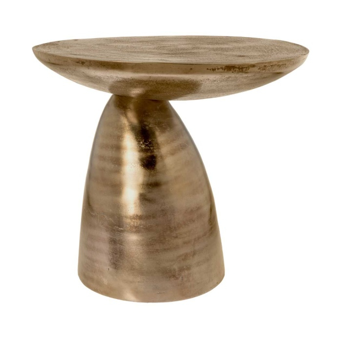 Ronde bijzettafel Jarah van aluminium in koper met een doorsnede van 55 cm