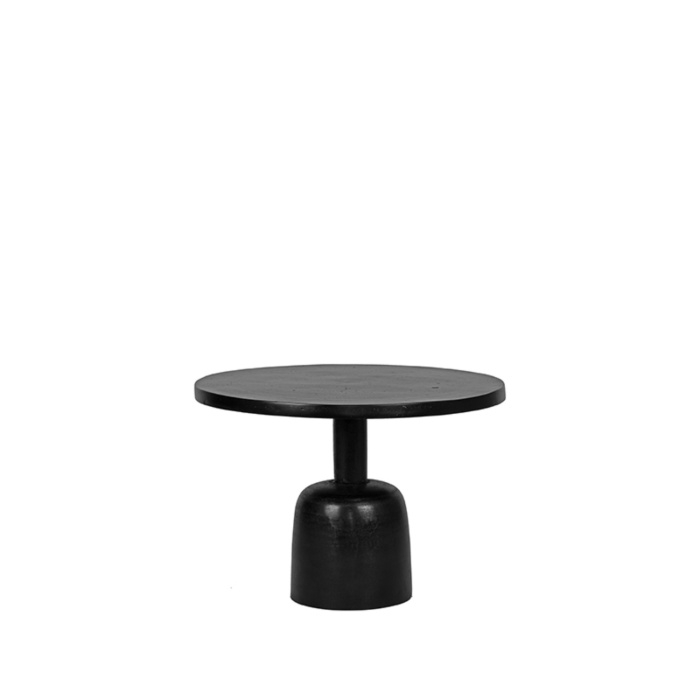 Ronde bijzettafel Willem metaal 50 cm zwart, recht van voren