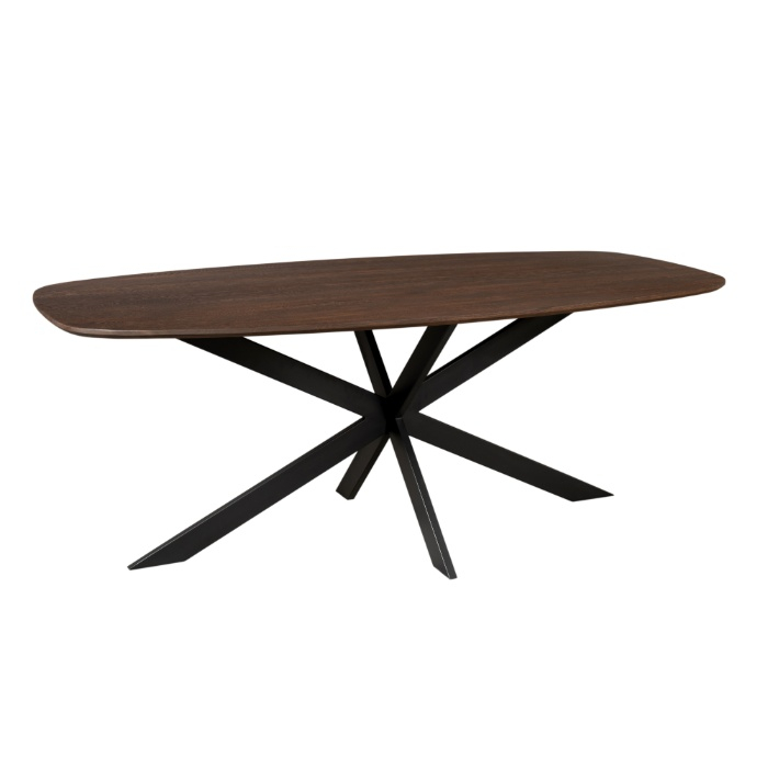 Deens ovale eettafel Ferris eiken bruin 180 cm driekwart aanzicht