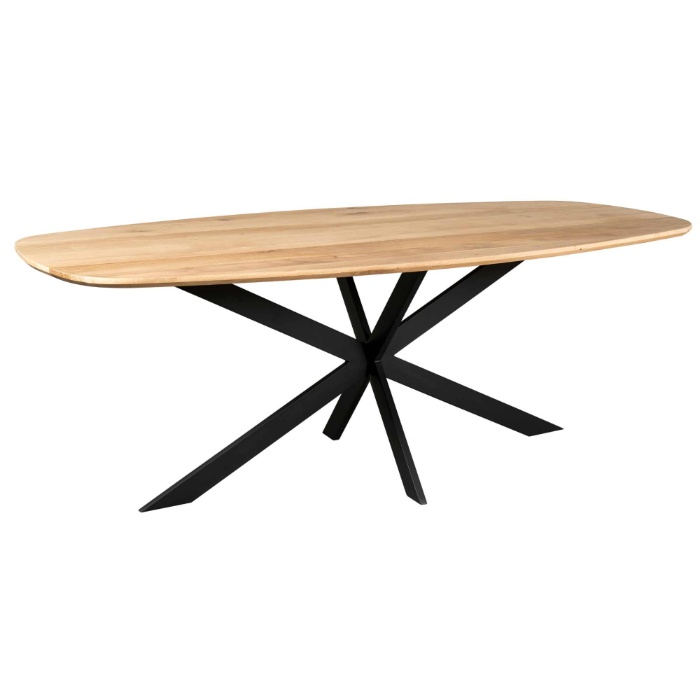 Deens ovale eettafel Ferris eiken naturel 280 cm driekwart aanzicht met spinpoot