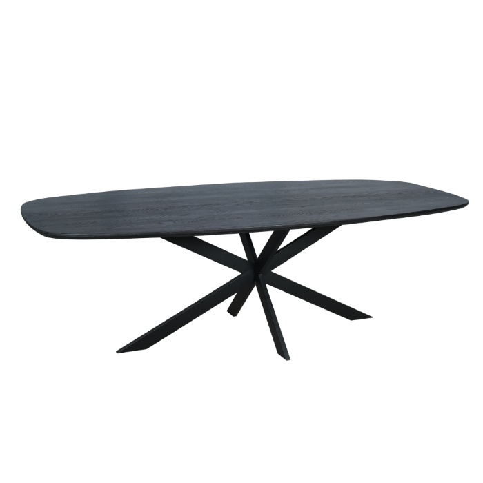 Deens ovale eettafel Ferris zwart eiken 240 cm met matrix onderstel