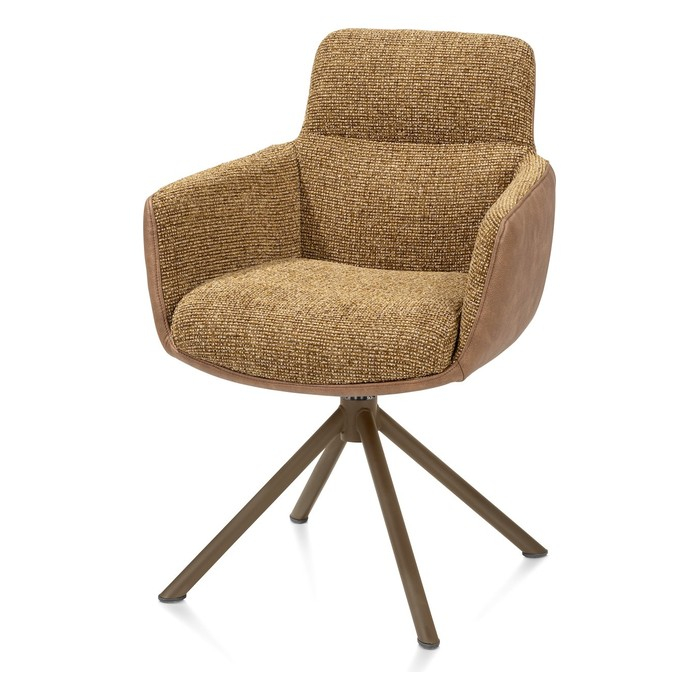 Draaibare armstoel Dylan steelbrown cognac