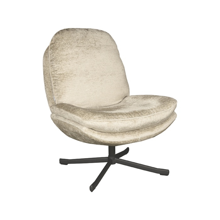 Draaifauteuil Neeltje in beige met hoge rug, schuin van voren