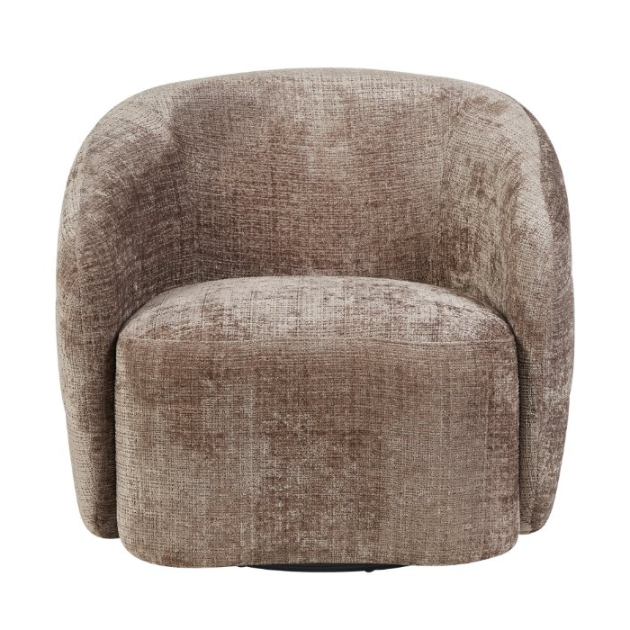 Draaifauteuil Yara afgerond clay vooraanzicht met ronde rugleuning