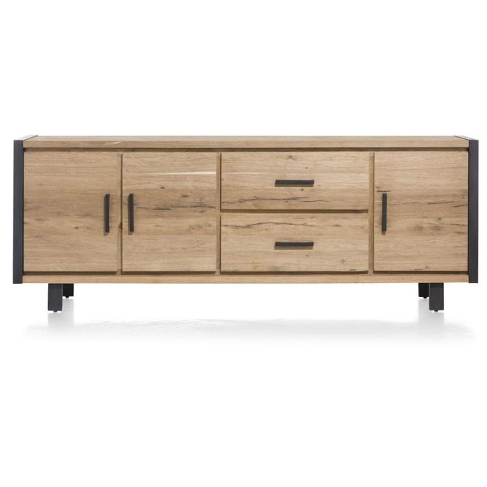 Dressoir van eikenhout 240cm breed met 3 deuren en 2 laden. Brooklyn van happy at home