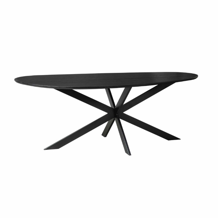 Eettafel Cloud eiken zwart 240 cm driekwart aanzicht met spinpoot