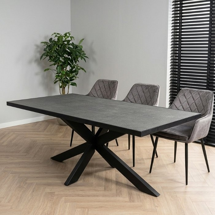 Eettafel natuursteen rechthoekig met spinpoot