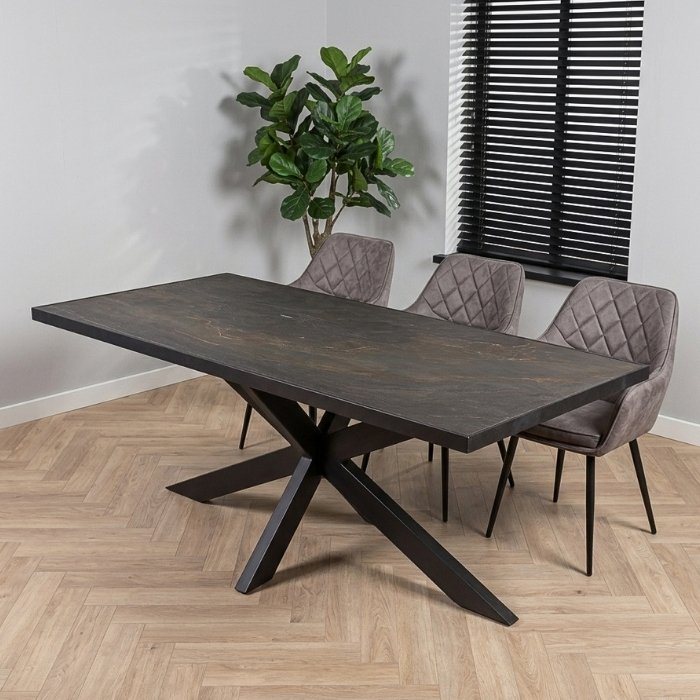 Natuursteen eettafel rechthoekig met spinpoot