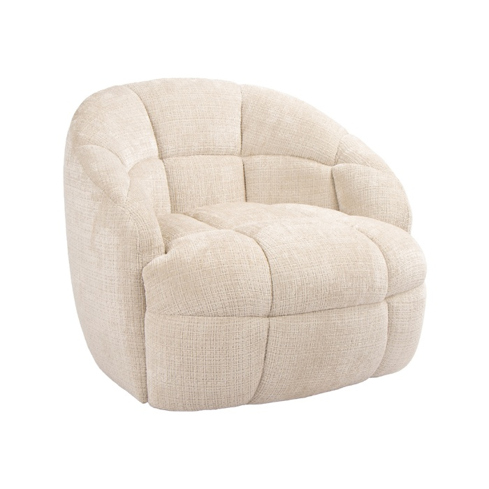 Fauteuil met armleuning Bente in crème, schuin van voren
