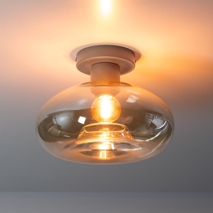 Glazen plafondlamp Rona beige 27 cm - sfeerfoto 1