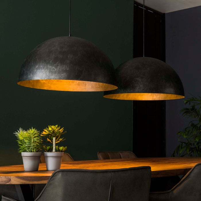 Grote hanglamp met 2 kappen van 60 cm Carmo antraciet - sfeerfoto 1