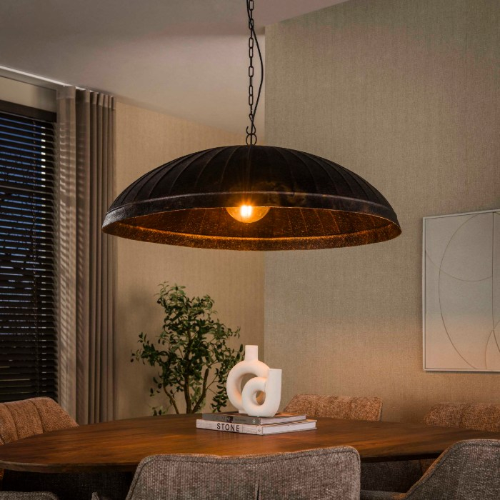 Grote industriële hanglamp 90 cm Rosi bruin - sfeerfoto 1