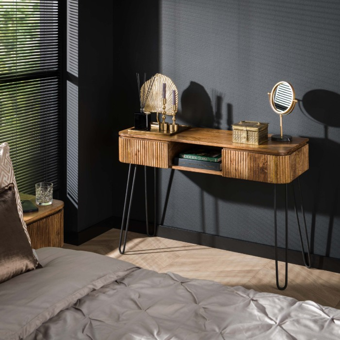 Haltafel met 2 lades 110 cm Kira naturel mangohout - sfeerfoto 1
