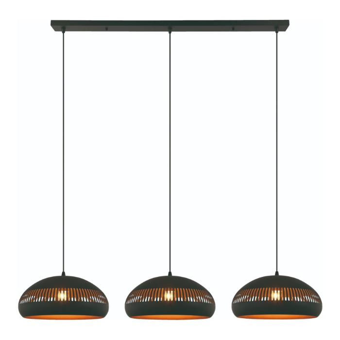 Hanglamp 3-lichts zwart 120 cm metaal - sfeerbeeld