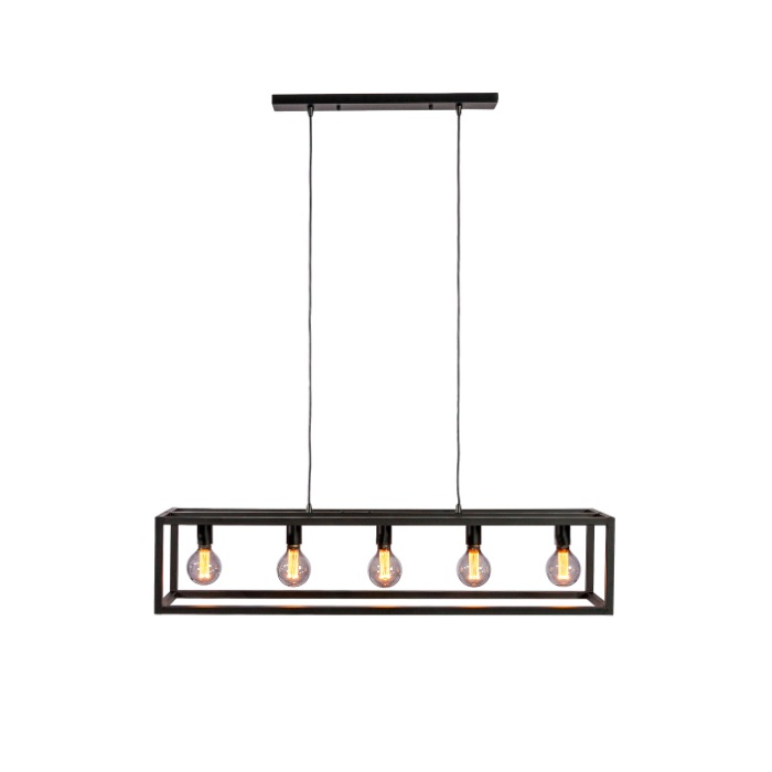 hanglamp 5 lichts zwart 120 cm metaal