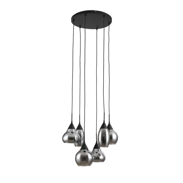 Hanglamp 6-lichts smoke glas 45 cm