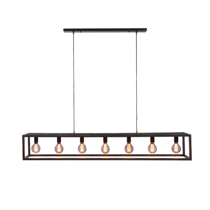 hanglamp 7 lichts zwart 168 cm metaal