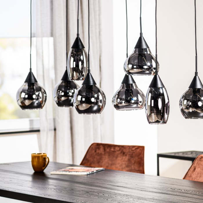 hanglamp 8 lichts smoke glas 120 cm