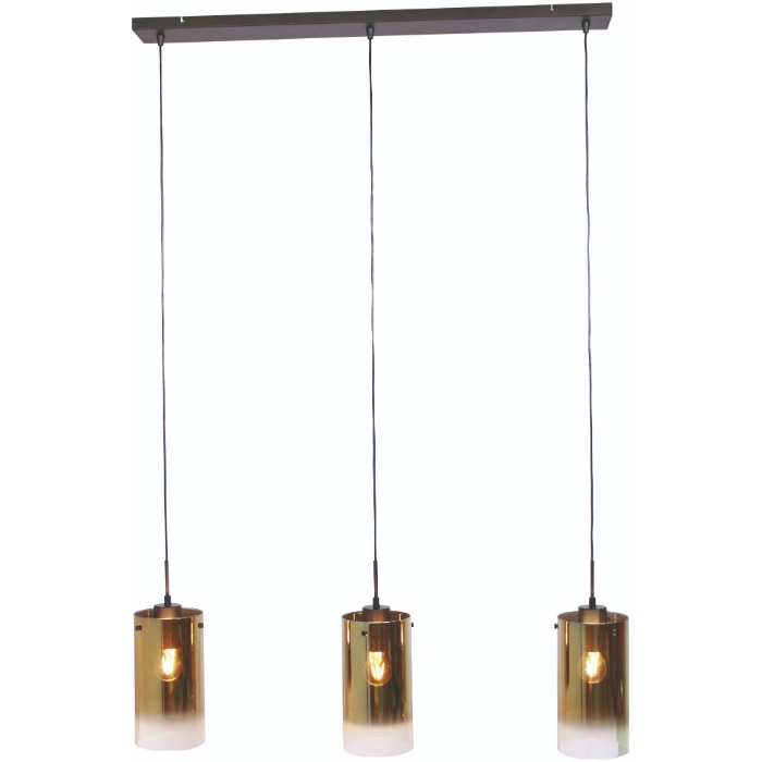 hanglamp drie goudkleurige glazen kappen