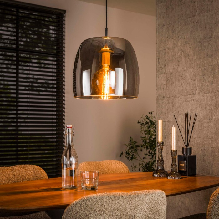 Hanglamp grijs smoke glas Mara 35 cm - sfeerfoto 1