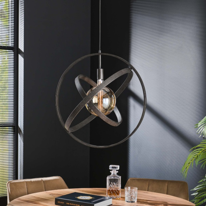 Hanglamp met ringen zwart Bela Ø 55 cm - sfeerfoto 1