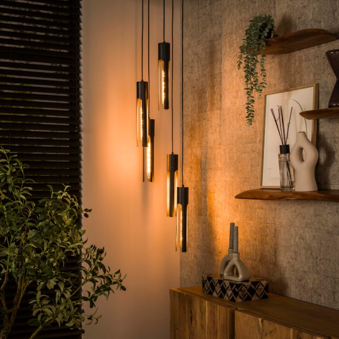 Hanglamp voor vide Aurel zwart met 5 cilinders - sfeerfoto 1