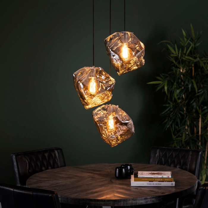 Hanglamp vide glas chroom met 3 lampen Hanna - sfeerfoto 1