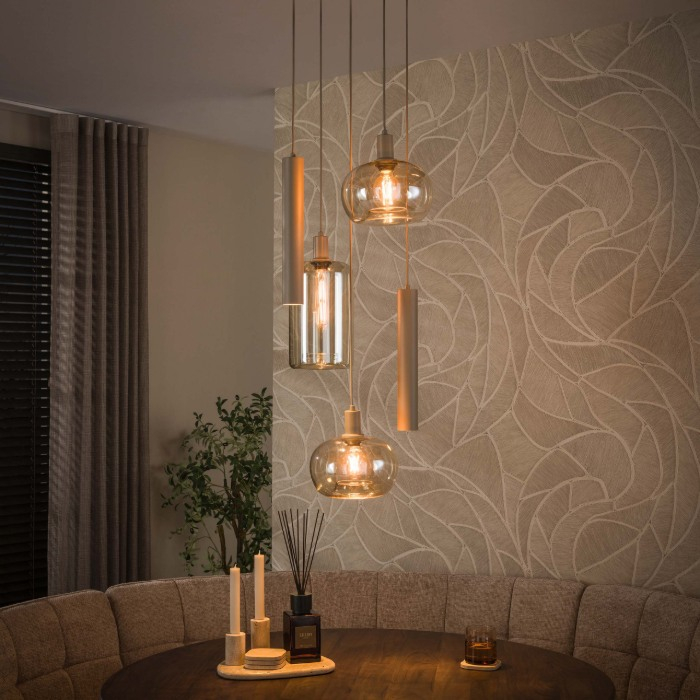 Hanglamp voor vide Nika beige met 5 lampen - sfeerfoto 1