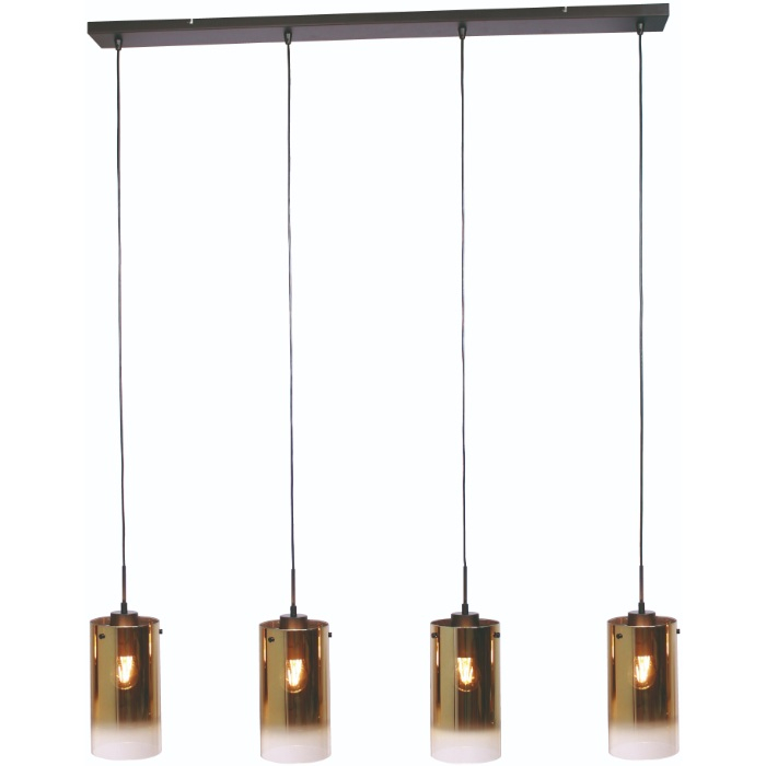 hanglamp vier goudkleurige glazen bollen