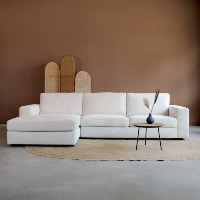 Moderne hoekbank in stof: wit