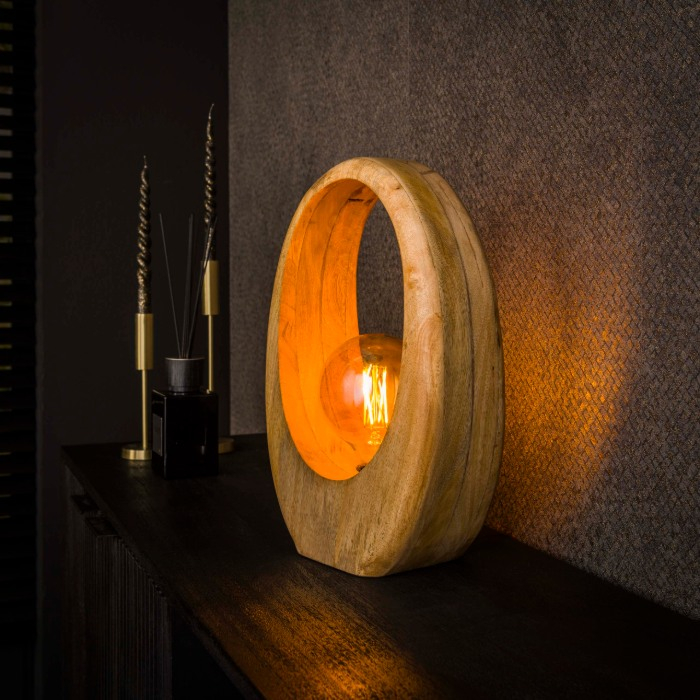 Houten tafellamp mangohout Aska naturel 43 cm - sfeerfoto 1