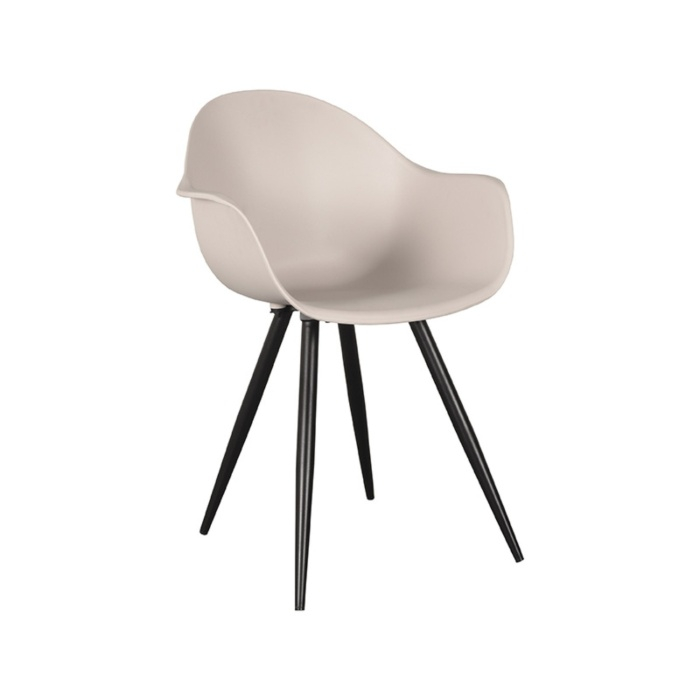 Kuipstoel Lars in beige met armleuning, schuin van voren