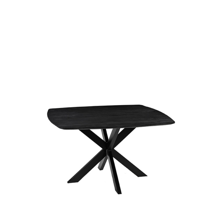 Eettafel Bjorn in mangohout zwart, schuin van voren