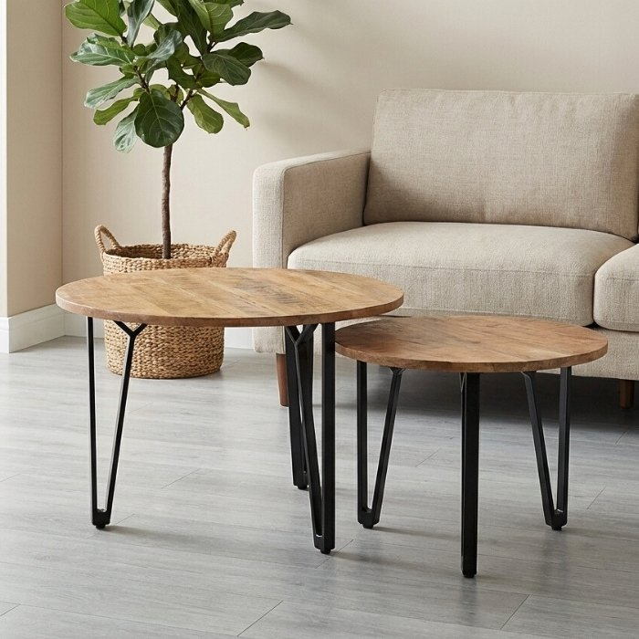 Mangohouten salontafeltjes.