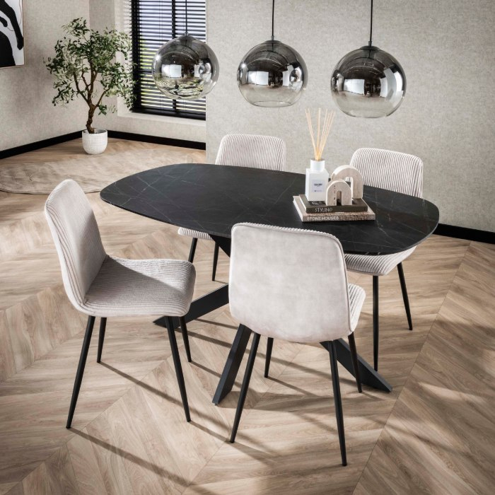 Melamine eettafel deens ovaal 150 cm Jules antraciet met spinpoot - sfeerfoto 1