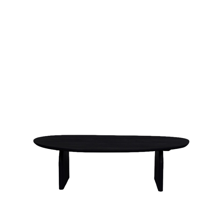 Organische salontafel Chris mangohout 135 cm zwart, recht van voren
