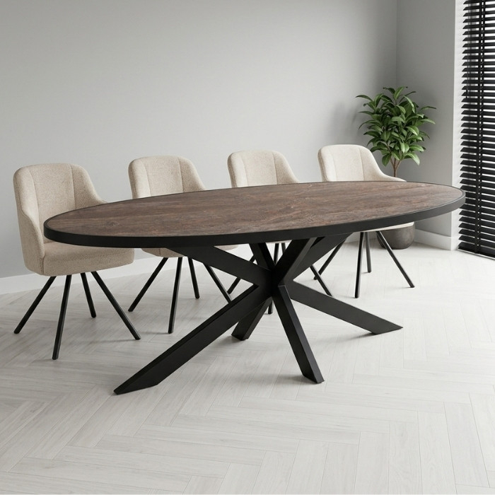 Ovale eettafel met spinpoot 240 cm