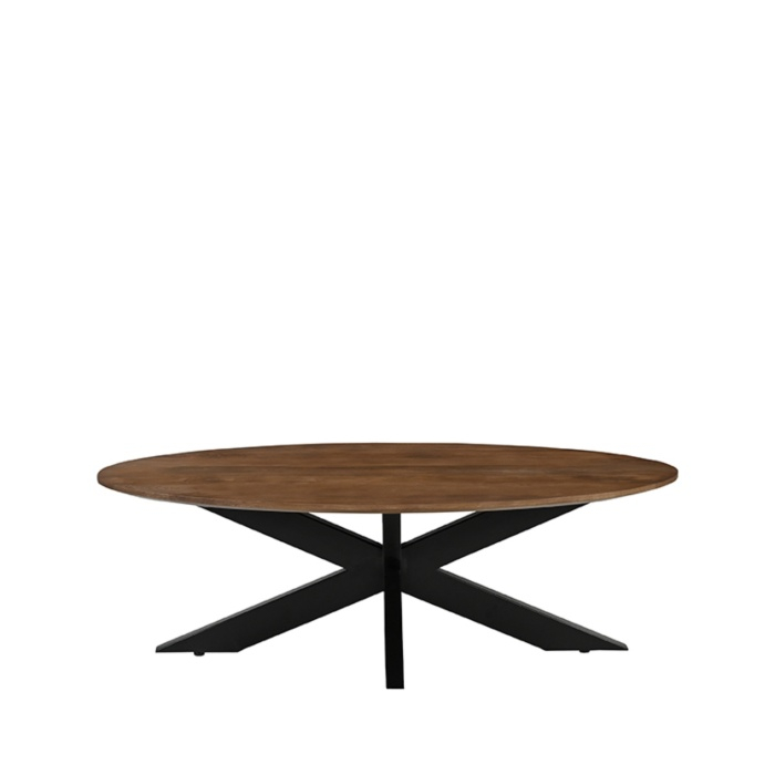 Ovale salontafel Jens mangohout 130 cm naturel, recht van voren