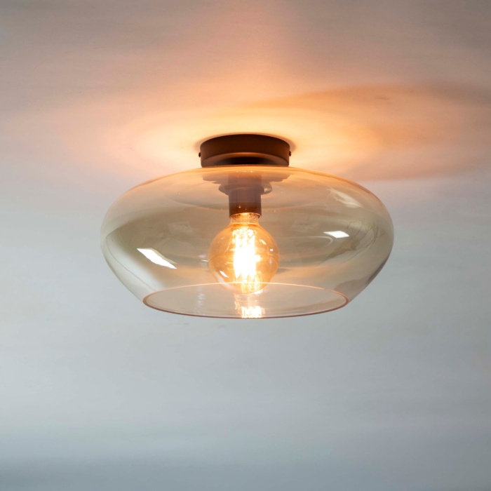 Plafondlamp van amber glas Kara 40 cm - sfeerfoto 1